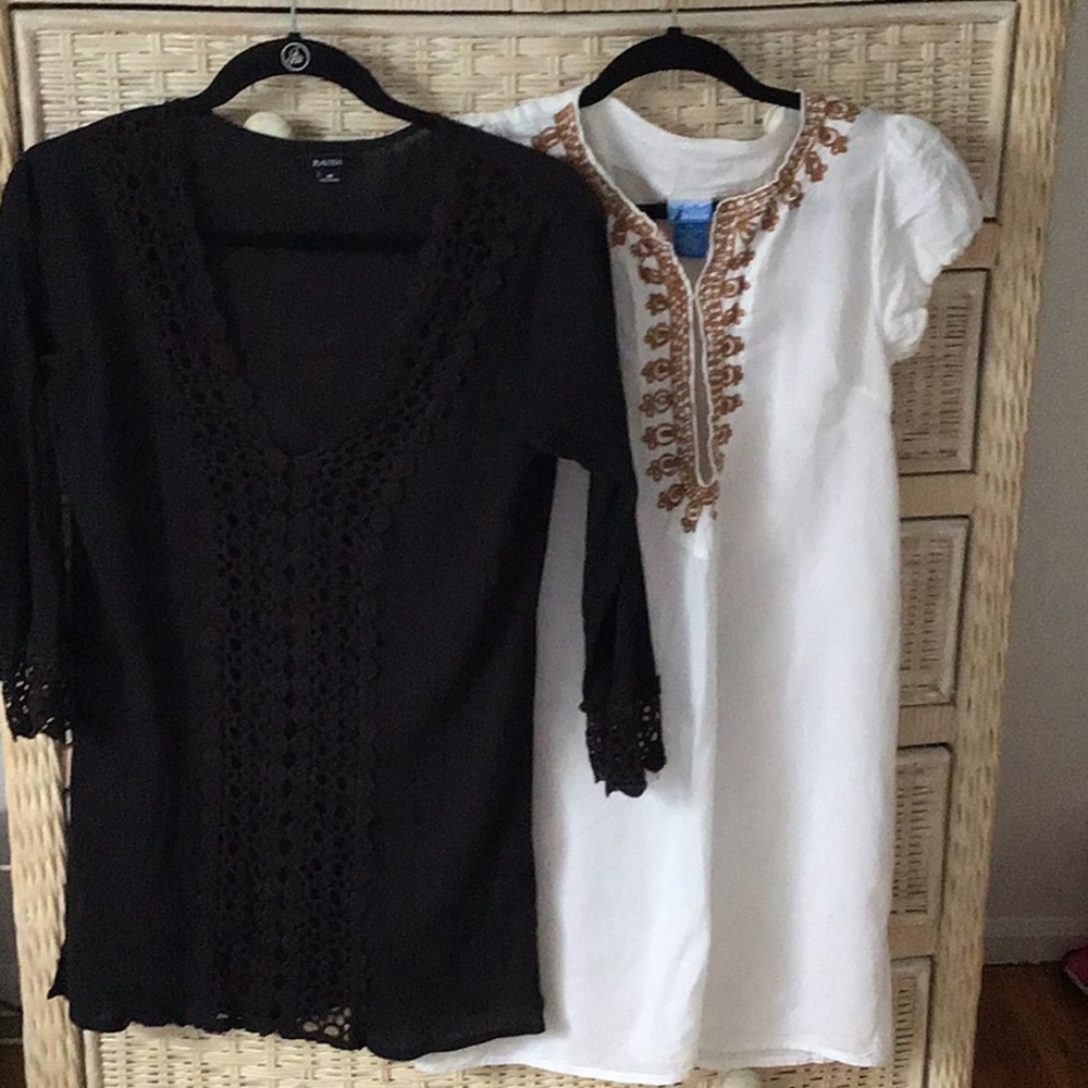 Two Bathing Suit Cover Ups. Black and white.